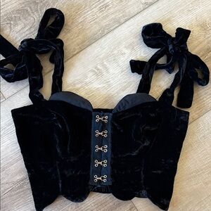 For Love And Lemons Black Velvet Crop Top